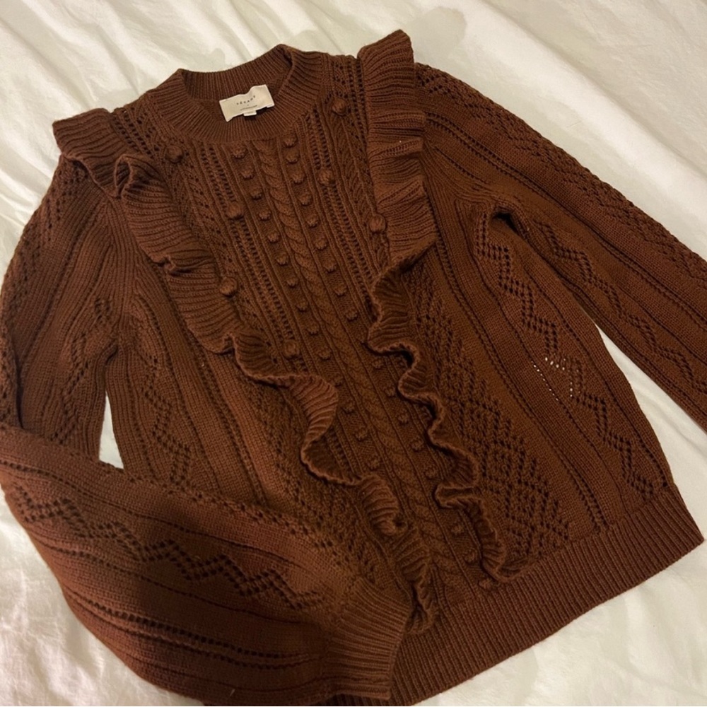 Sezane Brown Ruffled Sweater - Picture 5 of 14